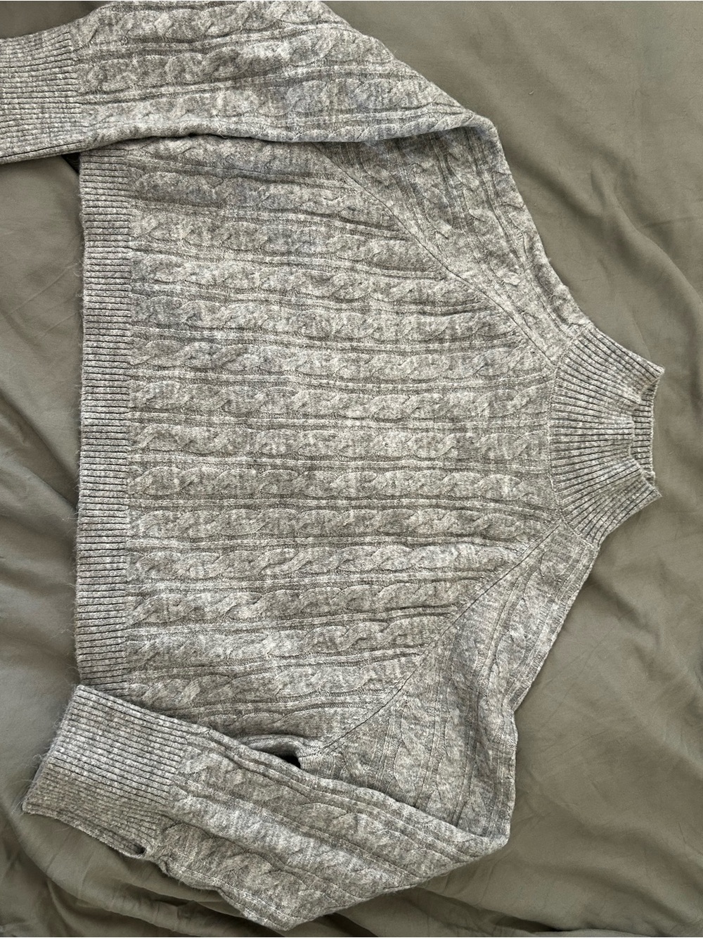 JoyLab Cable-Knit Mock Neck Sweater - Light Gray
